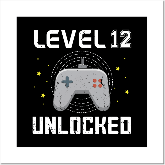 Level 12 Unlocked Gamer - Gift 12 Year Old 12th Birthday Wall Art by giftideas